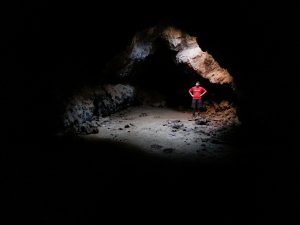 Deep inside a mojave lava tube in the California